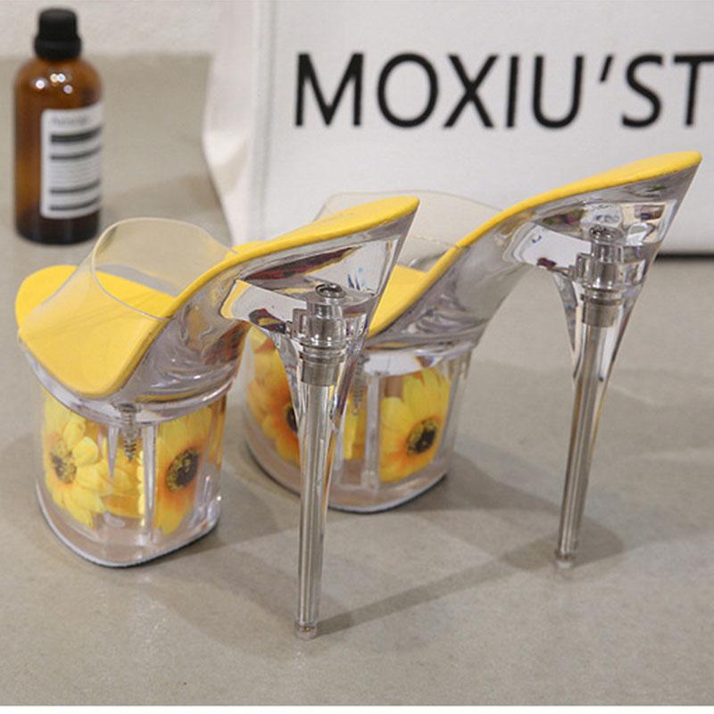 Популярные пикантные туфли на супер каблуке, босоножки на тонком каблуке и платформе, прозрачные кристаллы, свадебный банкет, LFD-10368