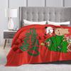 Bubu and Dudu Merry Christmas Tree Cute Santa Blanket Warm Soft  Throw Blanket Winter Couch Chair Sofa Bed Funny Bedspread