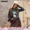 Women's Retro Puppy Jacquard Round Neck Sweater