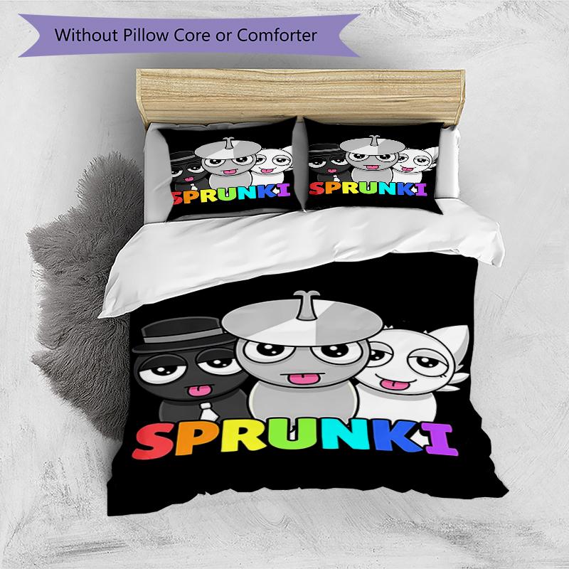 3pcs SPRUNKI9 Design Cover Set - HD Printed Bedding with 1 Cover and 2 Pillowcases - Perfect for Home and Dorm Decor
