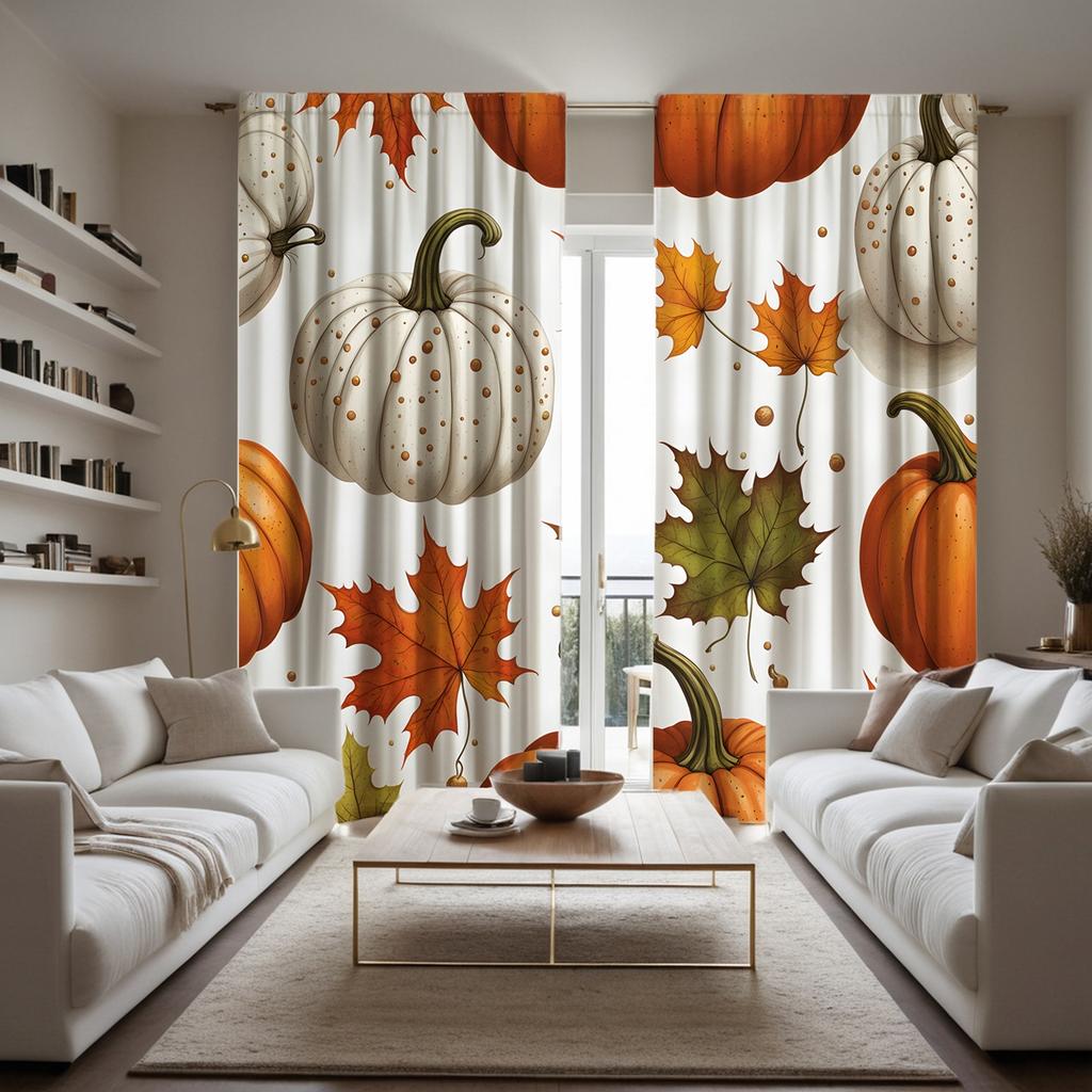 2 шт. HD Harvest Festival Белая тыква Красный кленовый лист декоративная занавеска Белая галстук цифровая печать занавеска украшение для дома st