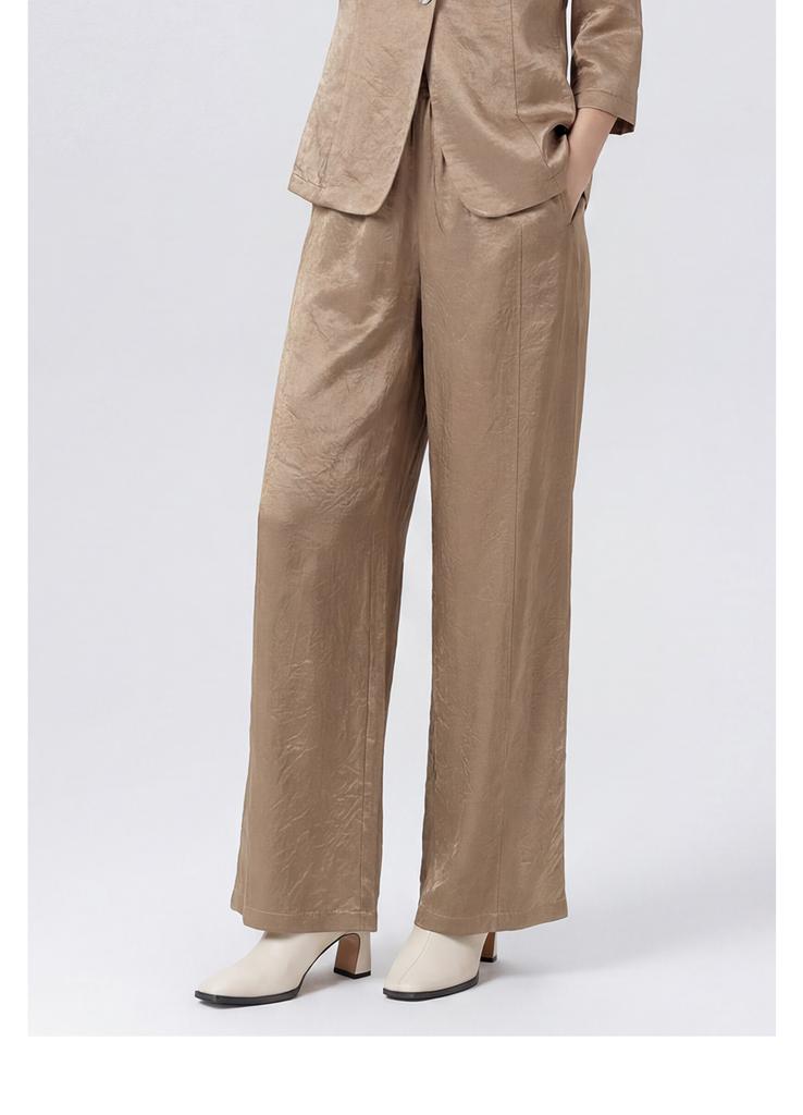Ditto Brown Wide Leg Casual Pants for Women, High Waist Drop pants