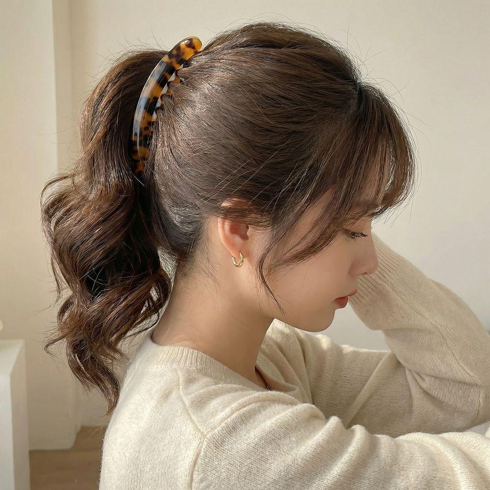Large Size Tortoiseshell Pattern Ponytail Barrettes Plastic Banana Hair Clip Headwear