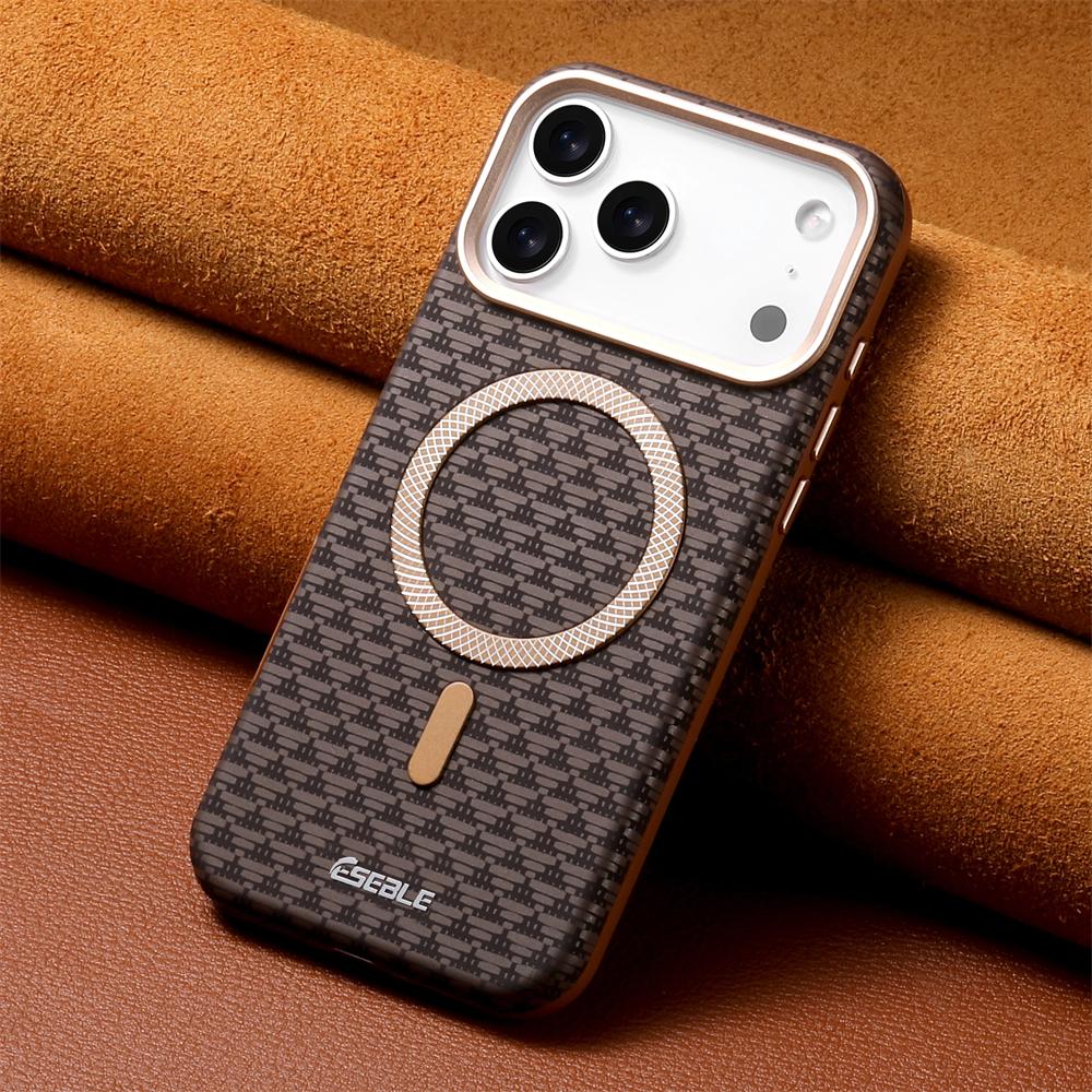 Роскошный Битмапный Кожаный Магнитный Чехол Для Телефона Для iPhone 17 16 15 14 13 Pro Max Для Magsafe Беспроводной Зарядки Металлическая Кнопка Бампер Чехол