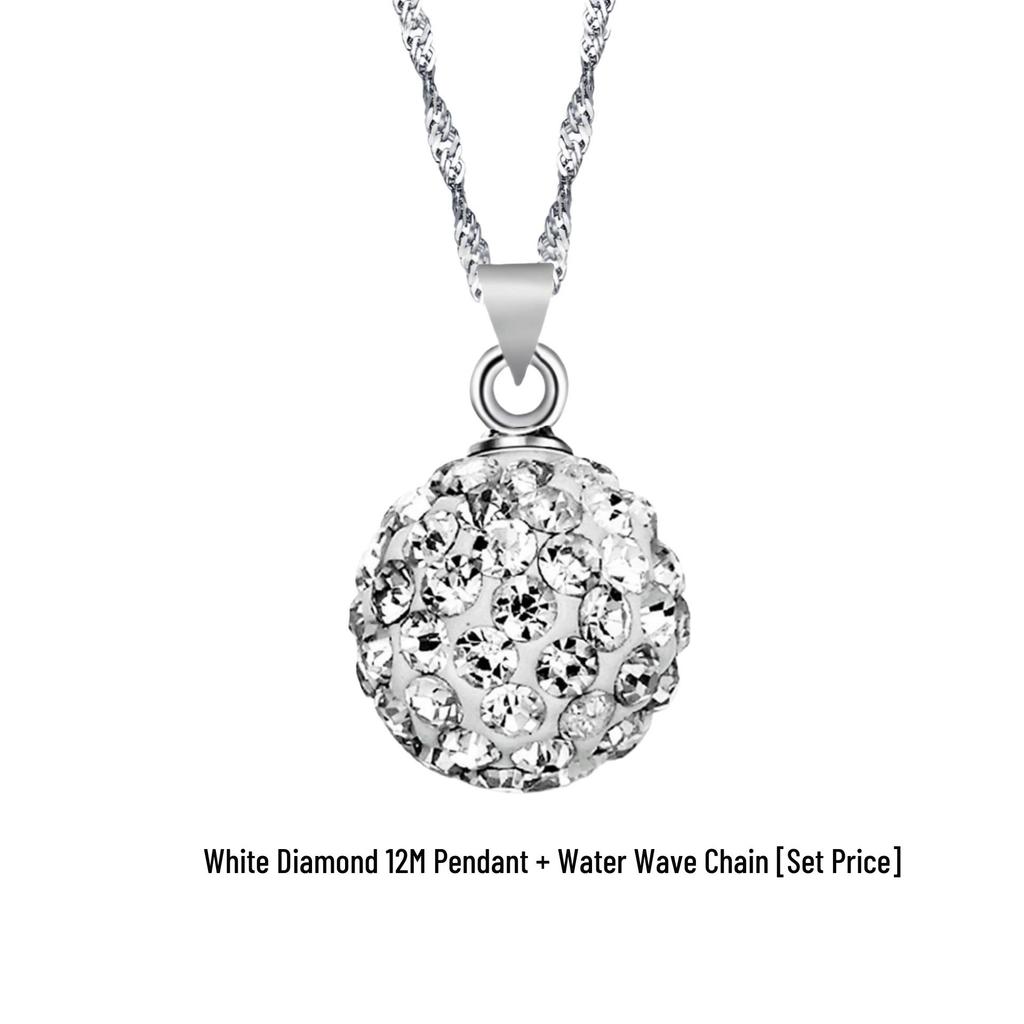 Ожерелье в корейском стиле, ретро, посеребренное, с кристаллами шамбала и цветным бриллиантовым шаром