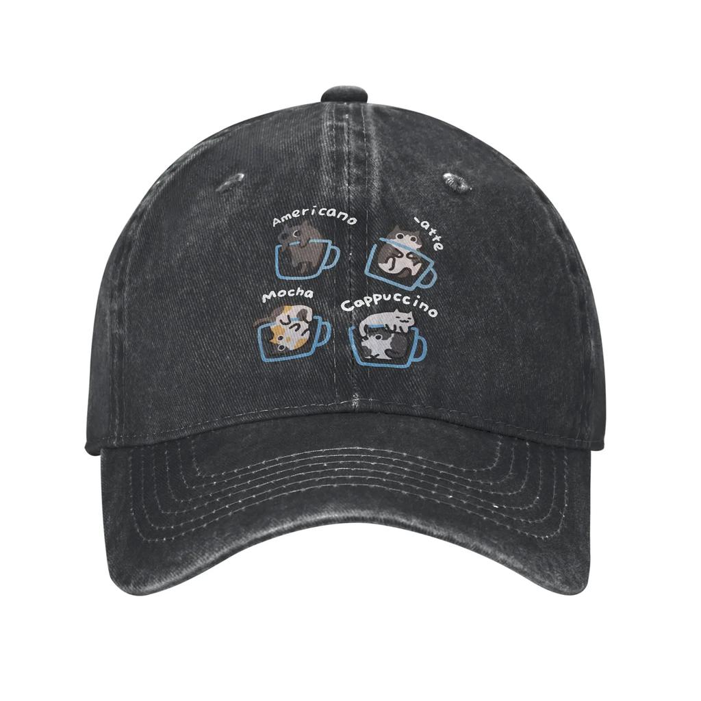 Кот Кофеман Бейсболка Винтажная Потертая Стиранная Snapback Кепка для Мужчин Женщин Активный Отдых Регулируемая Кепка Шляпа