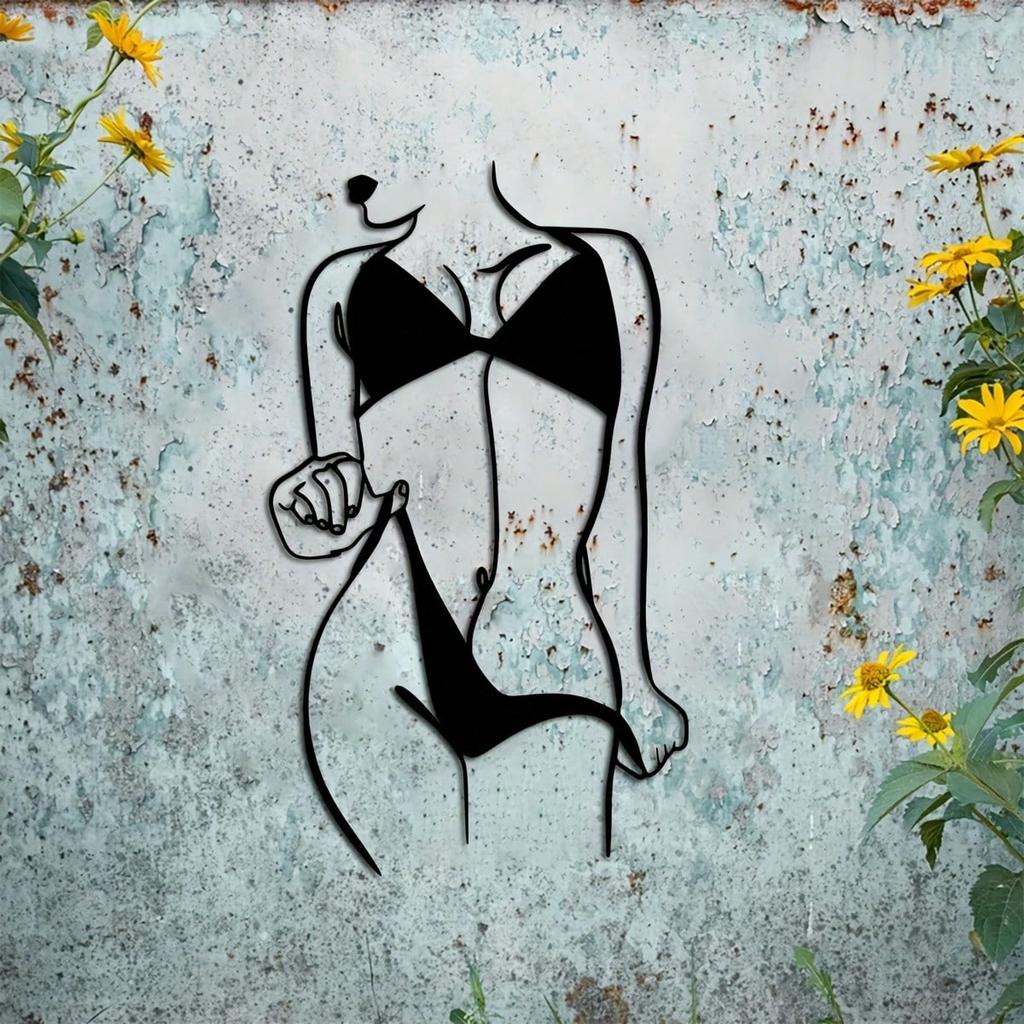 1 шт., настенное искусство Lady, настенное искусство Lady из металла, 15,74*9,22 дюйма, настенное украшение из металла Lady, минималистское линейное искусство