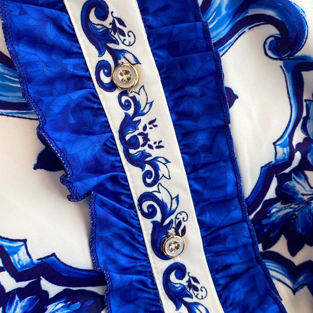 Весна-Осень, желтый, красный, синий и белый фарфоровый халат с принтом, женские вечерние платья с расклешенными рукавами и поясом на шнуровке