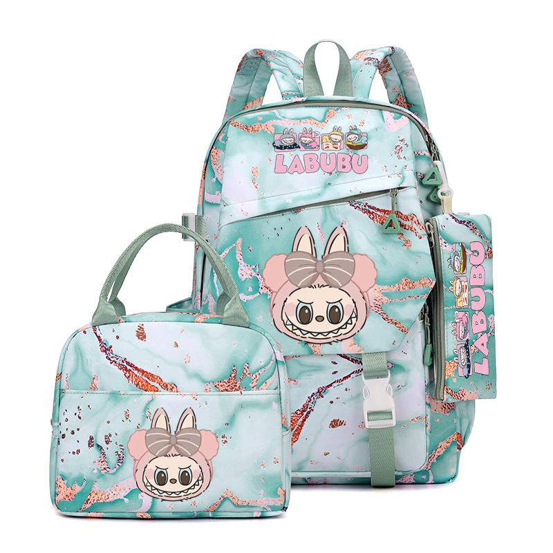 3Pcs/set Cute Printed Backpack Lunch Bag Pencil Case Teen Child Girl Kid Schoolbag Student Bookbag Knapsack Women Travel Bag Gift