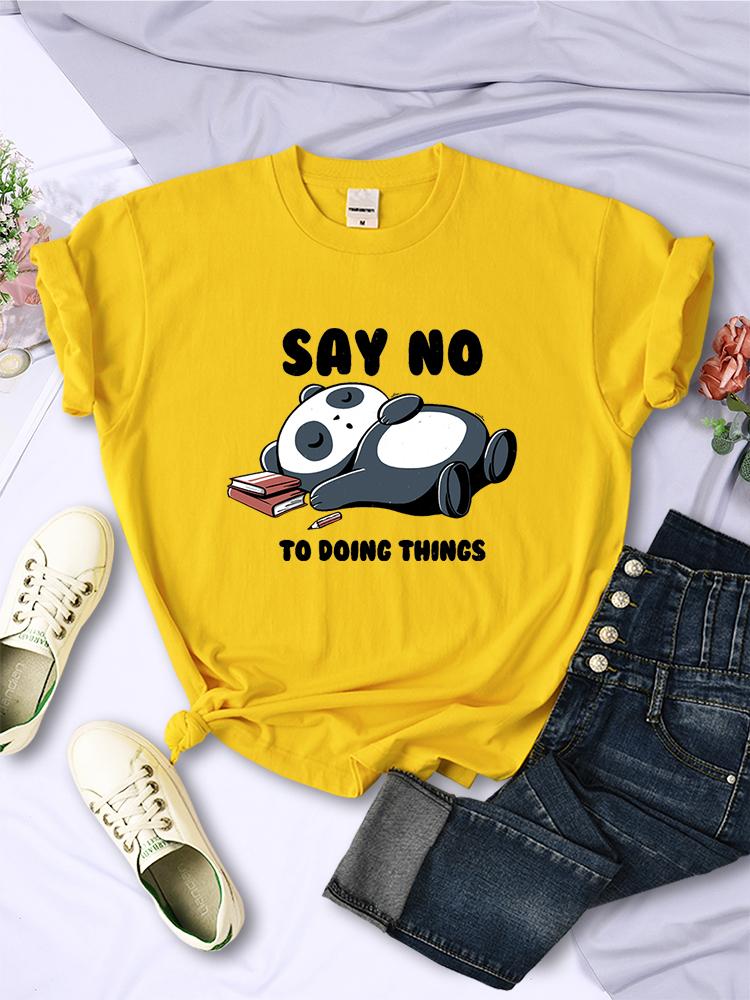 Say No To Doing Thing Sleeping Panda Female Tshirts Summer Fashion Tee Clothing Vintage Harajuku Short Sleeve Casual Unisex Tops