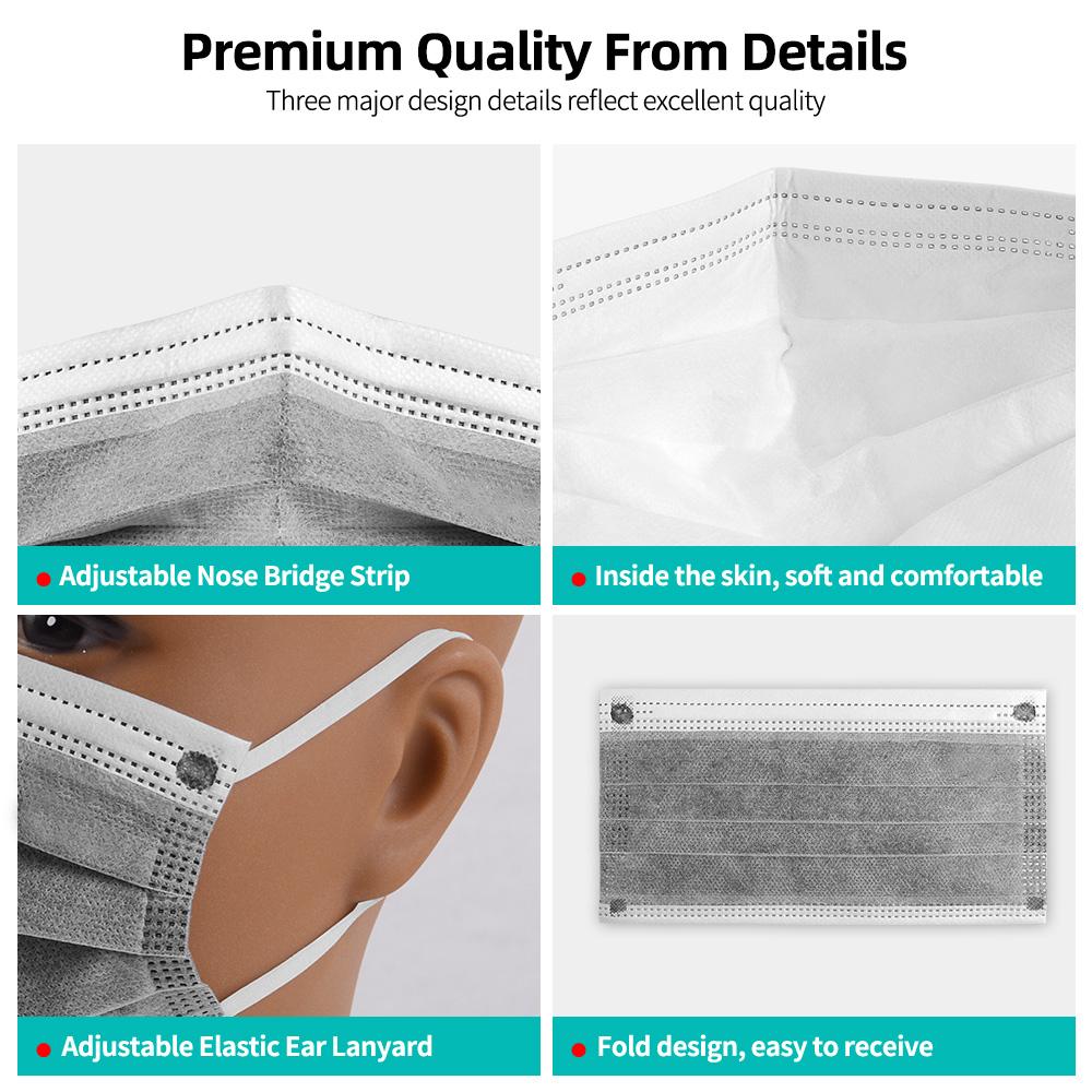 Маска с активированным углем, 10-200 шт., 4-слойный респиратор, маска для взрослых, пылезащитная маска для рта, одноразовые маски для здоровья CE