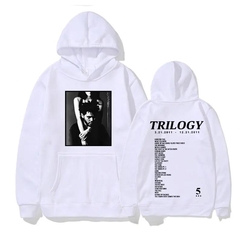 Large hooded sweatshirt with men's The Weeknd Trilogy music album print  hip-hop trend sweater  sweatshirt  unisex casual wear