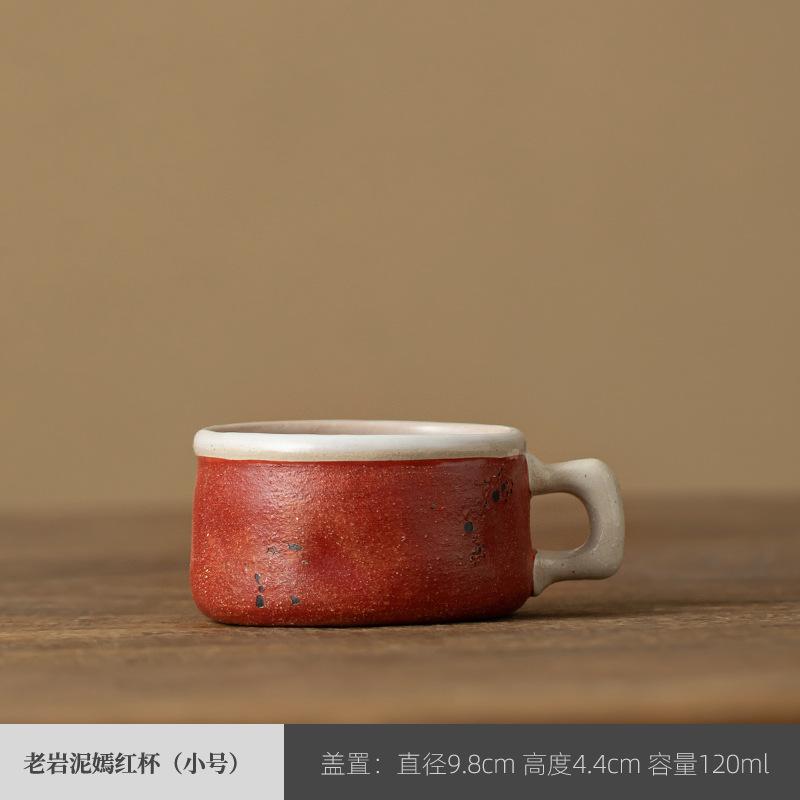 Керамическая чашка из каменной массы ручной работы в японском стиле, чашка для одинарного эспрессо, минималистичная чашка для турецкого кофе, глазурованная красная, рождественский подарок
