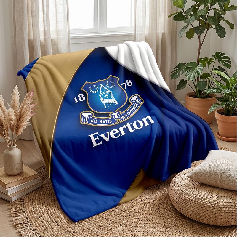 Everton Football Print Flannel Blanket, Soft Warm Lightweight Throw Blanket for Sofa Bed Camping