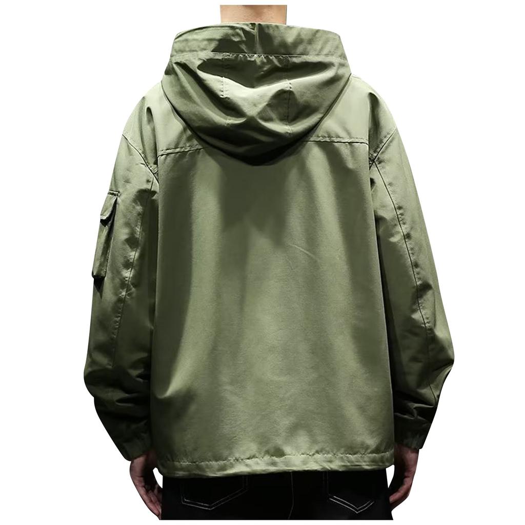 Autumn And Winter Men's Solid Color Outdoor Mountaineering Rushsuit Work Clothes Hooded Coat