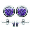[M1082] - Silver 'Unique' Amethyst Silver Earrings (rhodium-plated) - 4 Mm