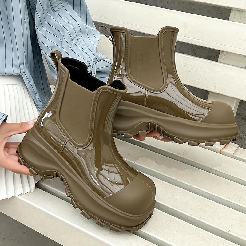 Fashion Rain Shoes Women's Thick-soled New Rain Boots Work Wear Non-slip Short Rubber Shoes Women's Adult Water Shoes