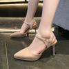 Spring New T-straps High Heel Leather Sole Pointed Party Women's Sandals Ladies Thin Heels Pumps Women Shoes