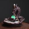 Lotus Dragon with Ball LED Ceramic Backflow Incense Burner Incense Stick Holder Purple Clay Censer Office Tea House Decorate