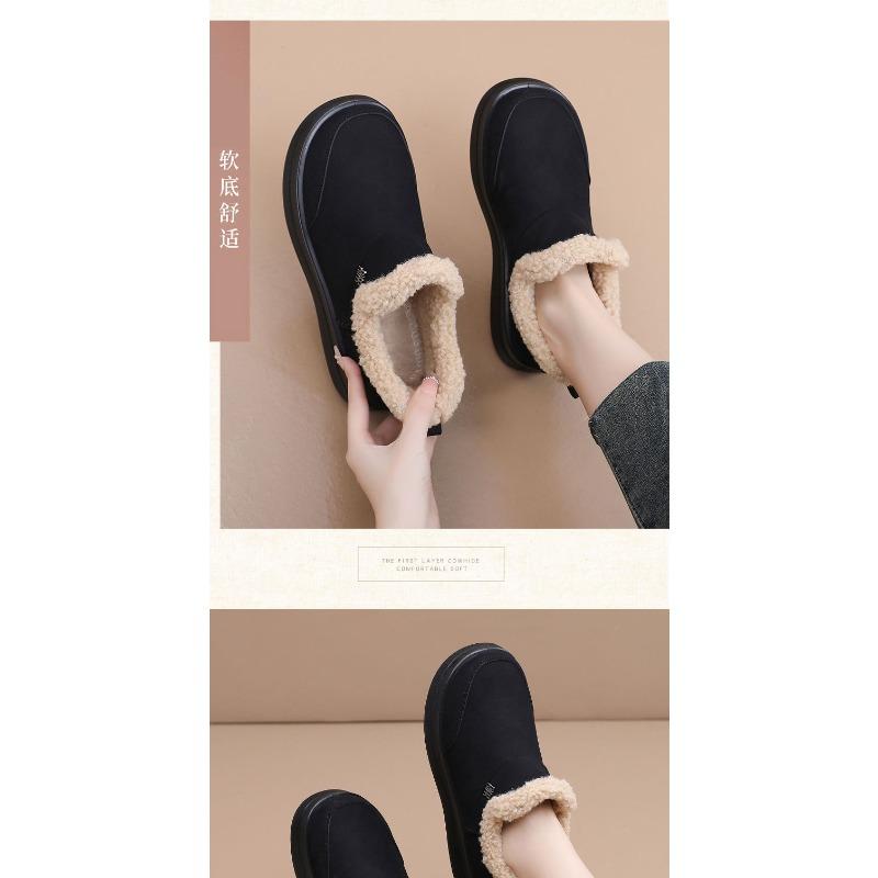 Женская зимняя флисовая обувь Birkenstock, Хлопковая обувь, Женские педали на одной ноге, Туфли на платформе для мамы, Модная обувь, увеличивающая рост