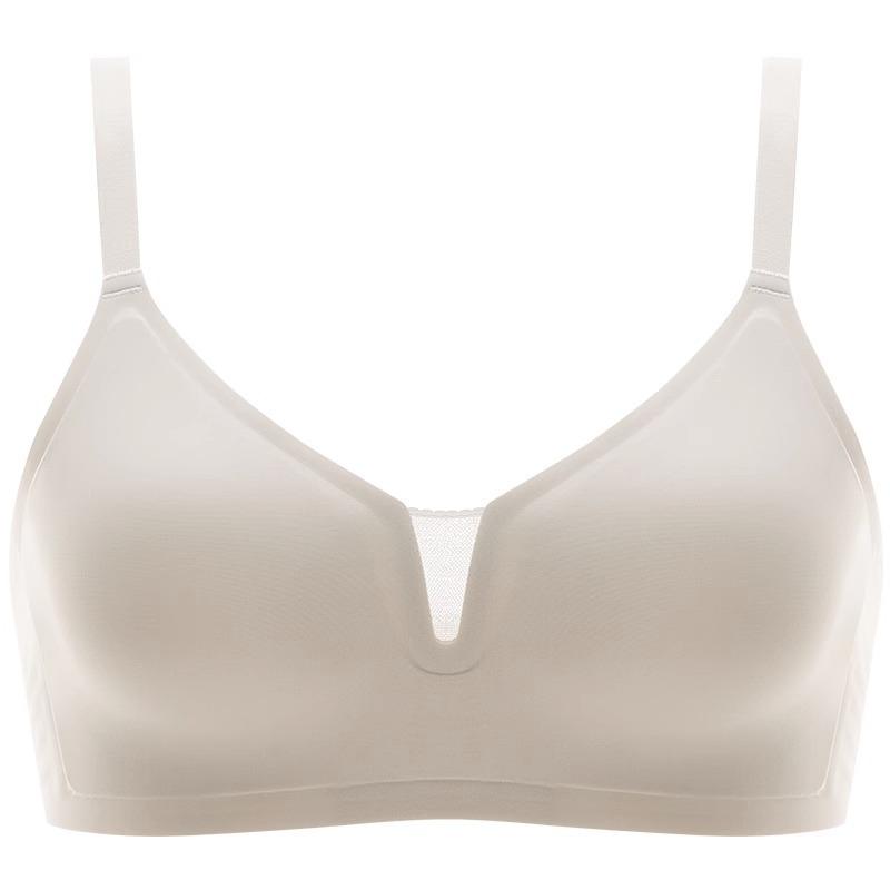 Traceless underwear, women's small breasts gather, big breasts show small, thin anti-sagging latex bra, fixed cup, no steel ring bra.