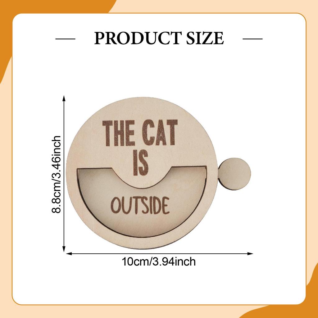 Cat Door Sign Cat IS In or Out Sign Reminder Pet Reminders Sign Cute Wood Room Round Decoration for Cat Pet Lovers Yard Door Win