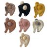 Children Hat with Bear Ear Design Solid Color Button Closure Elastic Breathable Winter Cap Cold Weather Accessory