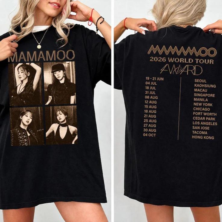 Summer Hot Sale Mamamoo World Tour 2026 T Shirt Unisex Y2K Gothic Streetwear Oversized T-shirt Harajuku Hip Hop Punk T-shirt