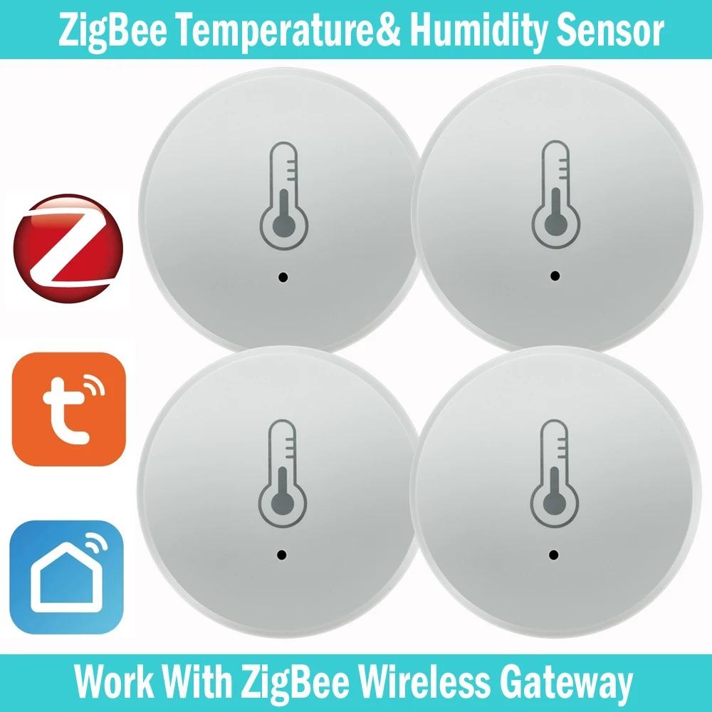 Tuya Zigbee Temperature And Humidity Sensor Voice Control Intelligent Home Hygrometer Real-time Monitoring Voice without battery