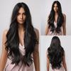 Long Black Synthetic Wigs Middle Part for Black Women Wavy Cosplay Hair Wigs Heat Resistant Fiber