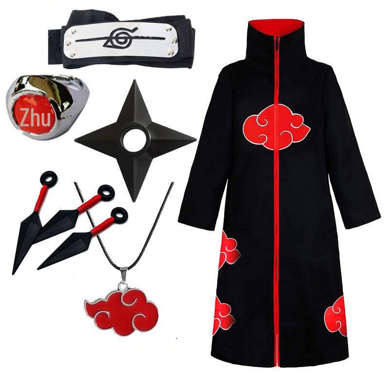 Naruto Akatsuki Red Cloud Cloak - Uchiha Itachi Costume for Halloween.