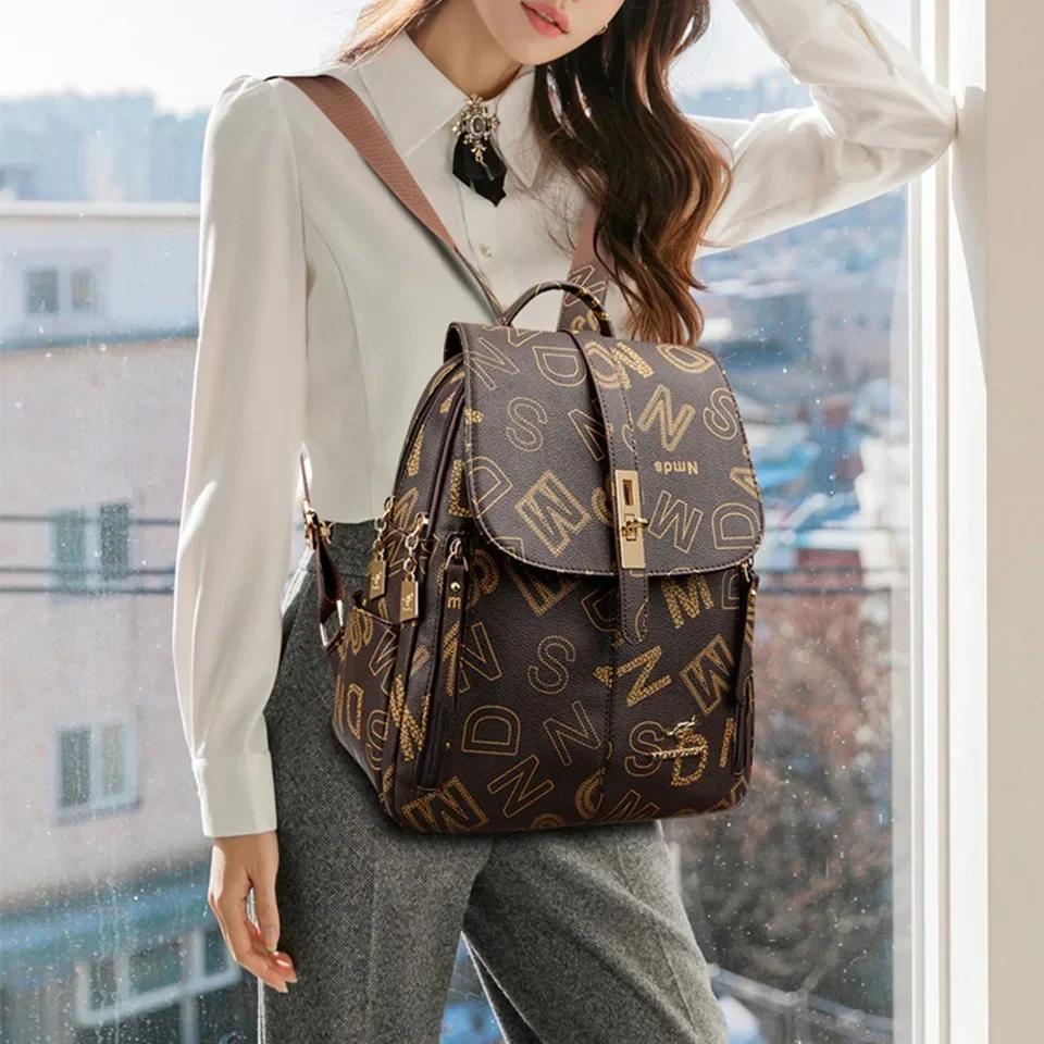Luxury Designer Backpack for Women High-quality Soft Leather Shoulder Bag Fashion School Bags