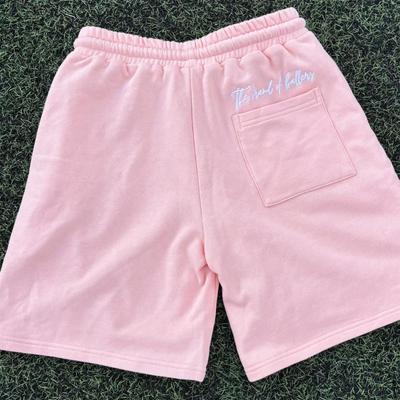 Европейские и американские розовые вышитые эластичные шорты с кулиской, повседневные, прямого кроя, свободные