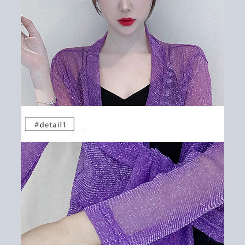 1 шт., нейлоновая кружевная трость с длинными рукавами, свободная тонкая шаль снаружи, женская солнцезащитная рубашка, летняя короткая куртка, топы, перламутровый кардиган из ледяного шелка, кружевные пальто