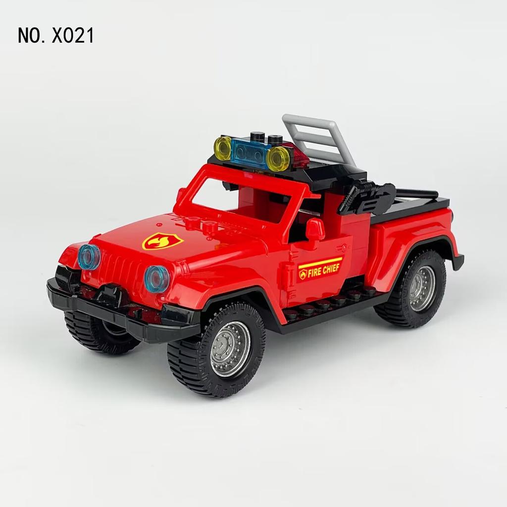 City Series Red Fire Rescue Truck Fire Truck Building Blocks Toy Gift for Children