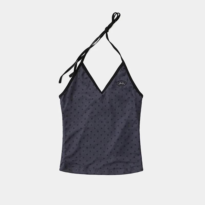 Корейская серия Badblood: Американский ретро топ-майка в горошек на шнуровке для женщин, острый стиль