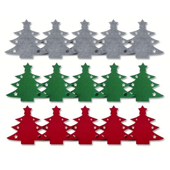 10 шт. Фетровые держатели для столовых приборов в форме елки, чехлы для столовых приборов для ножей и вилок, праздничный декор стола