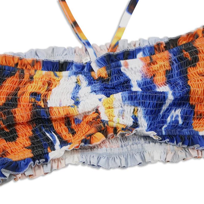 Женское богемное платье с принтом, висящий на шее, топ, бедра, завернутый в рыбий хвост, комплект из двух предметов