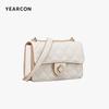 YEARCON Women's Leather Handbag, Diamond Pattern Chain Bag, Crossbody Rose Embroidery Shoulder Bag, Stylish Square Bag
