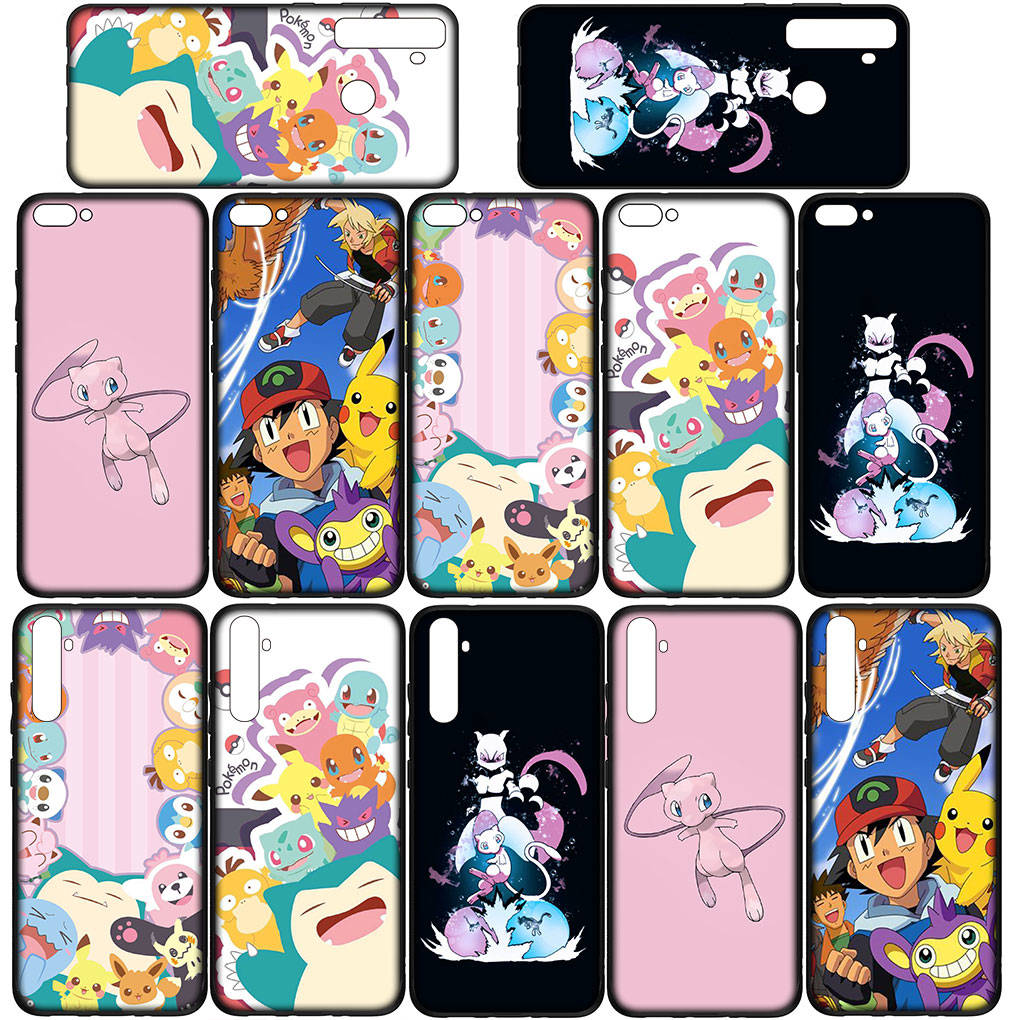 Чехол для iPhone 16 15 Xiaomi Redmi Note 14 13 12 11 Pro Max X 8 16e Samsung Galaxy S25 S24 S23 Moto OPPO Huawei Mewtwo Pokemon Pikachu Mew Phone Case