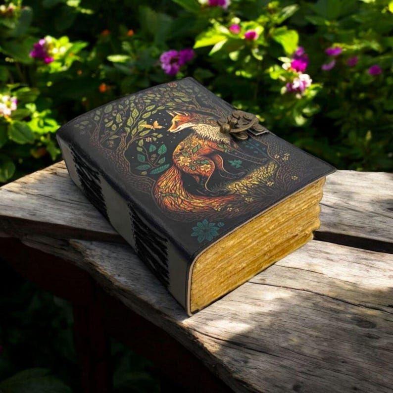Журнал из кожи лисы в деревенском стиле, винтажная книга теней, гримуар, толстый журнал, подарок для мужчин и женщин