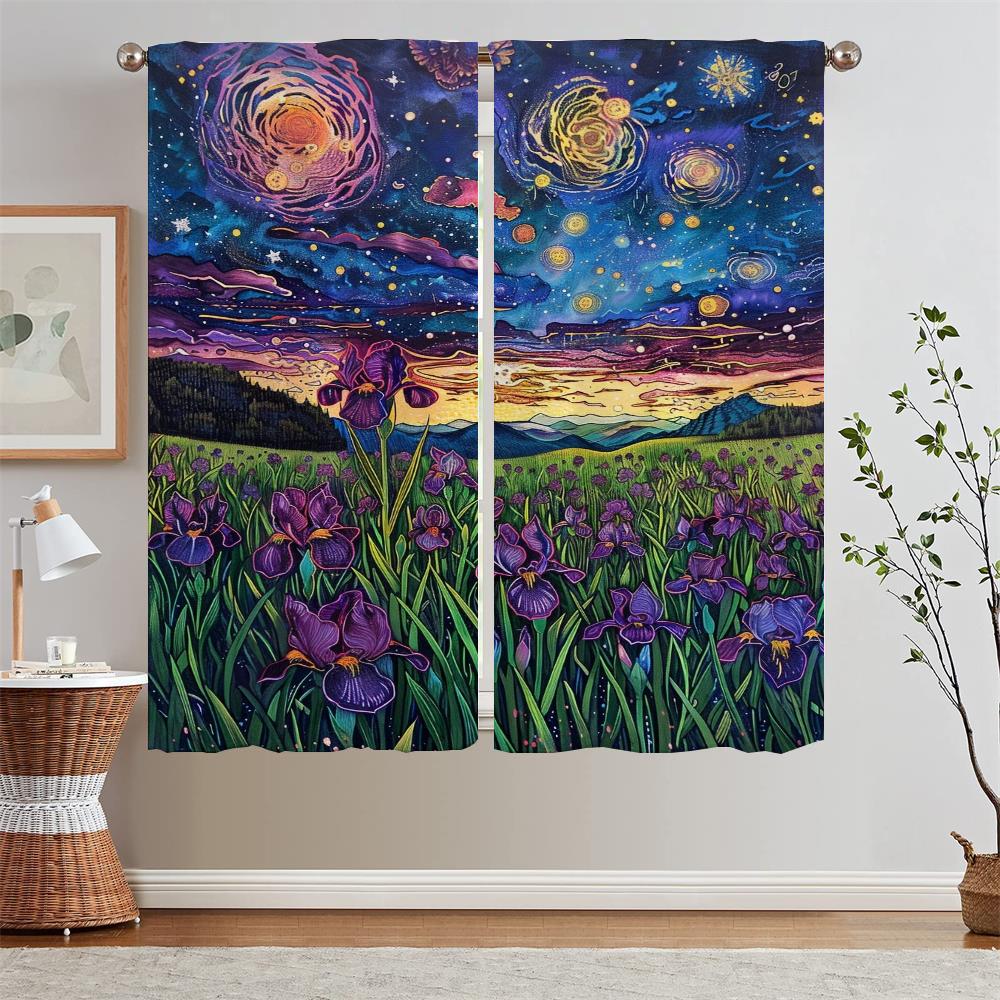 Фиолетовые ирисовые затемняющие шторы для гостиной, дома и декора, тканевые подхваты для штор, кухонные шторы, 2 шт., оконные завитки