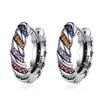 925 Sterling Silver Rainbow Zircon Ring Earrings For Women Wedding Luxury Designer Jewelry Accessories