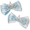 Tiara Ribbon Clip Set of 2 Hairpins Decorative Ribbons Birthday Events Blue [Used]