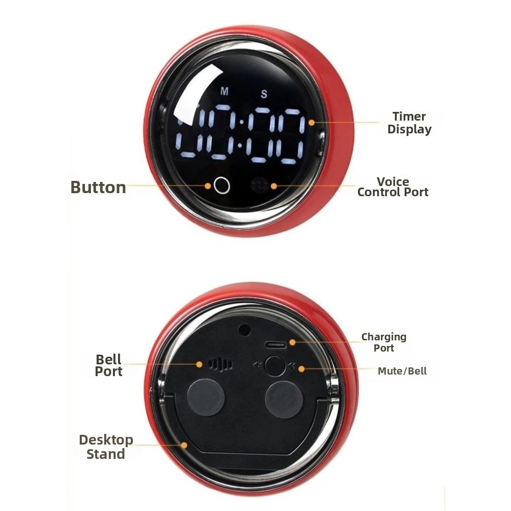 Voice Controlled Magnetic Kitchen Timer LED Display Manual Countdown Timer  Study