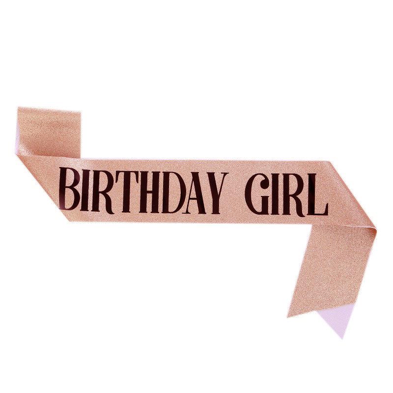 Блестящий пояс для именинницы с нетканым плечевым ремнем