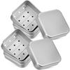 2 Pcs Double Layer Drainage Aluminum Soap Box Portable Travel Holder With Lid Bar Container Shower Dish Draining Case