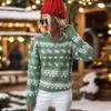 Винтажная мода элегантный повседневный осенне-зимний женский круглый вырез зеленый рождественский свитер для женщин
