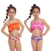 Toddler Girls Ruffled Swimsuits Two-Pieces Bathing Suits Cami Crop Top And Floral Bikini Bottoms Quick Dry Swimwear Kids Sunsuit Tankini Suit