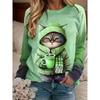 Women Hoodies Funny Cartoon Cat 3d Print Sweatshirt Women Fashion Crew Neck Pullover Hoodie Animal Sweats Female Coat Clothing